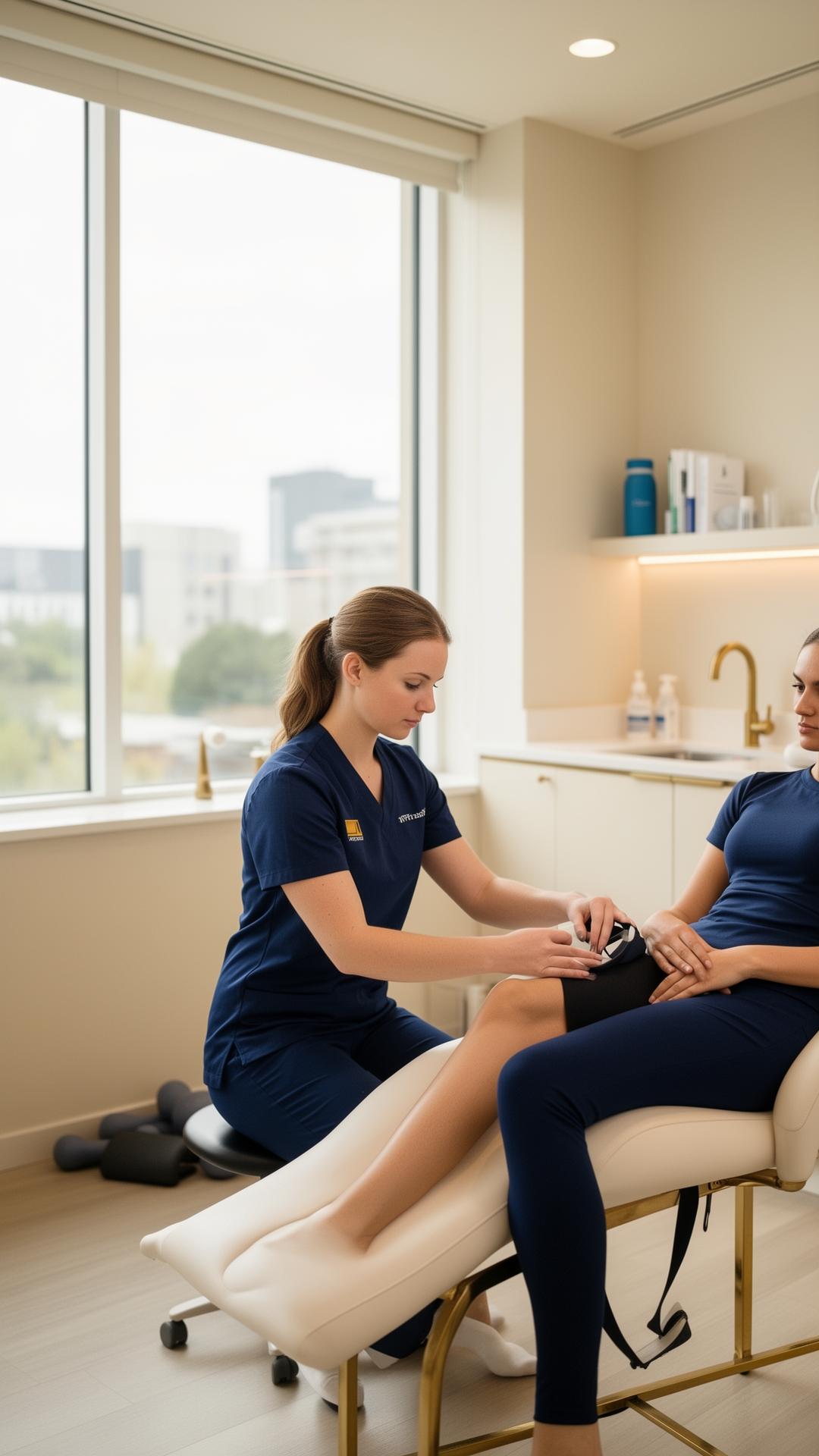 Kinésithérapeute du Care Center du Royal Wellington avec un athlète