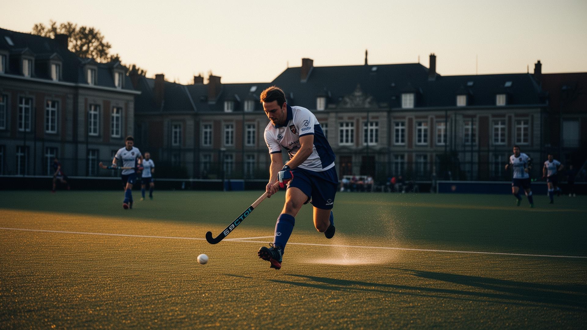 Match de hockey du Royal Wellington au coucher du soleil